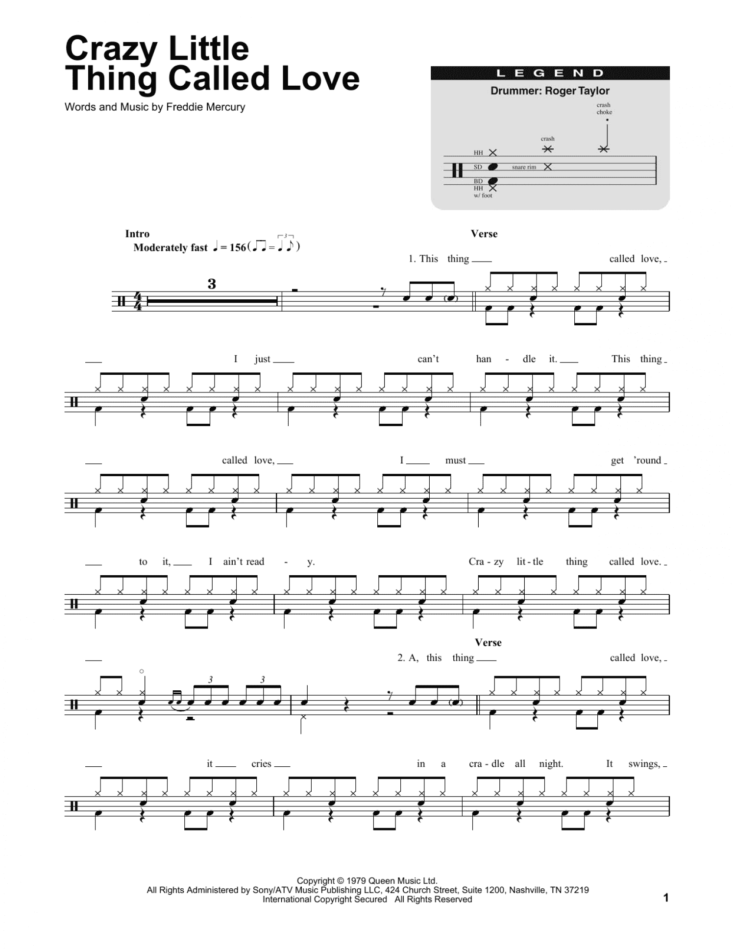 Crazy Little Thing Called Love (Drums Transcription)