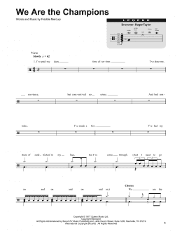page one of We Are The Champions (Drums Transcription)