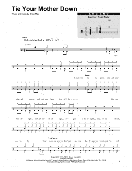page one of Tie Your Mother Down (Drums Transcription)