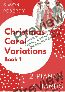 page one of Fun Christmas Carol Variations for 2 pianos, 4 hands  Book 1 (Collection of 10) by Simon Peberdy