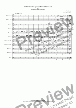 page one of Mozart: Ein Musikalischer Spass (A Musical Joke) K522  IV.Presto - symphonic wind