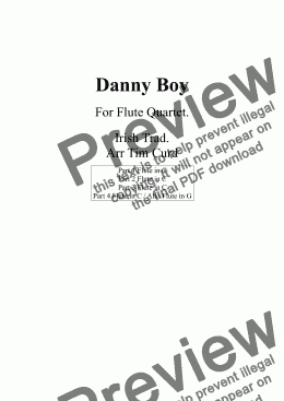 page one of Danny Boy for Flute Quartet