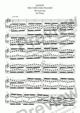 page one of HANON THE VIRTUOSO PIANIST 60 exercises for Piano