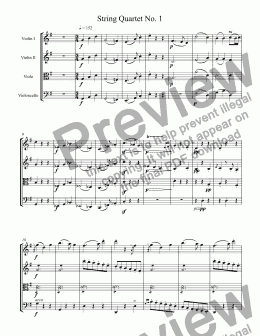 page one of String Quartet No. 1 in G Major (1st mvt)