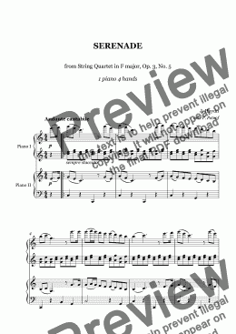 page one of Haydn- SERENADE Op.3 No.5 - 1 piano 4 hands