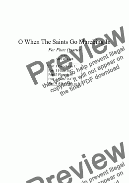 page one of O When The Saints Go Marching In. For flute Quartet