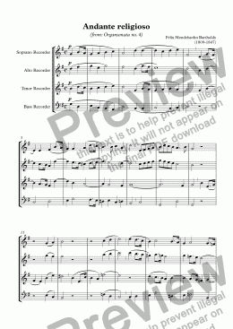 page one of Andante religioso (Mendelssohn)