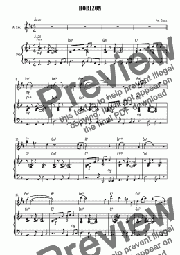 page one of Horizon - Alto Sax solo