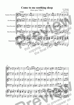 page one of Come to me soothing sleep (Händel)