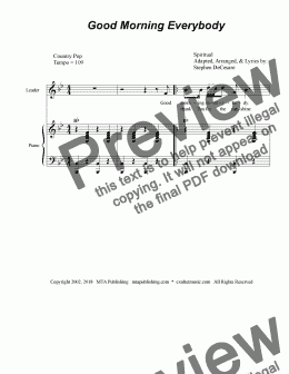page one of The Prodigal Son: the musical (Piano/Vocal Score)
