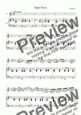 page one of Super Nova - Clarinet solo