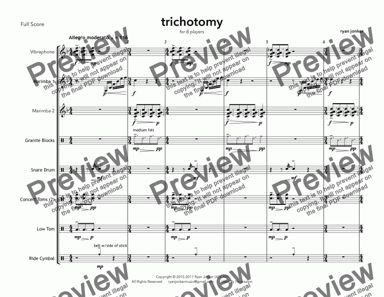 page one of Trichotomy for Percussion Ensemble