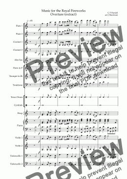 page one of HANDEL - Music for the Royal Fireworks Overture extract (arranged for training Orchestra)