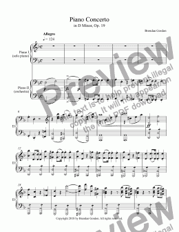 page one of Piano Concerto in D Minor, complete 2-piano score