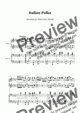 page one of Rachmaninoff - Italian Polka - piano 4 hands