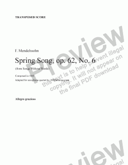 page one of Spring song (in Ab) - Transp. Score