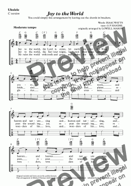 page one of Joy to the World (for Ukulele with TAB)