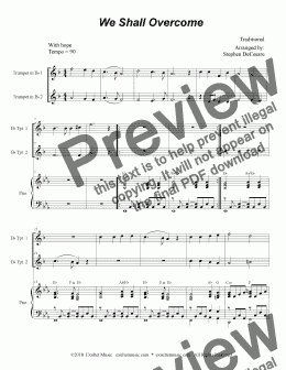 page one of We Shall Overcome (Duet for Bb-Trumpet)