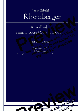 page one of Rheinberger: "Abendlied" from 3 Sacred songs Op.69 for Brass Sextet