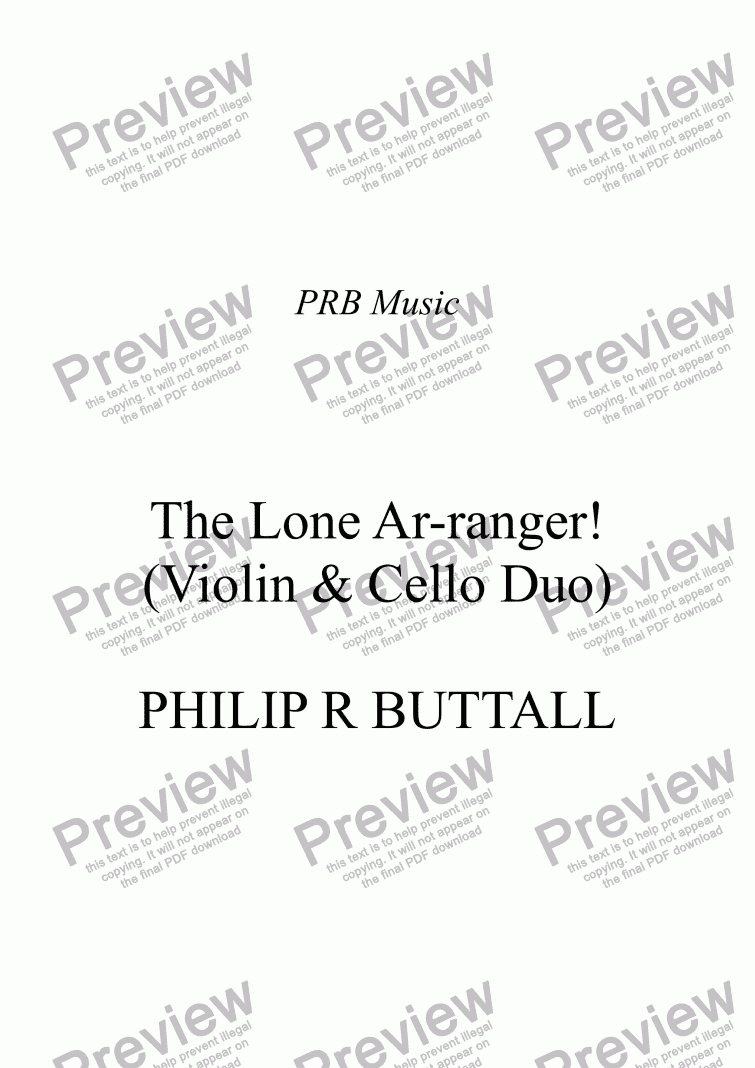 page one of The Lone Ar-ranger! (Violin & Cello)
