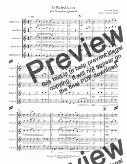page one of Barnby - O Perfect Love (for Saxophone Quartet)