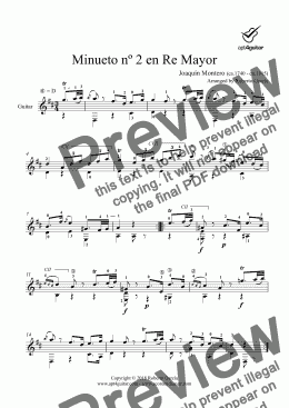 page one of Minueto nº 2 en Re Mayor for solo guitar