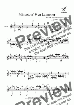 page one of Minueto nº 9 en La menor for solo guitar