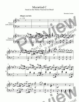 page one of Concert Piece Based on the Hino Nacional Brasileiro, 2-piano score