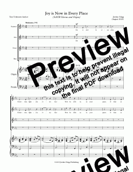 page one of Joy is Now in Every Place (SATB Chorus and Organ) - Score and parts