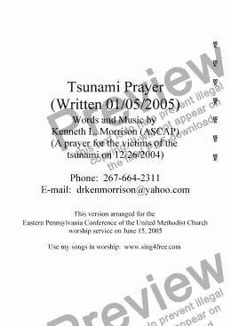page one of Tsunami Prayer for Eastern Pennsylvania Conference UMC