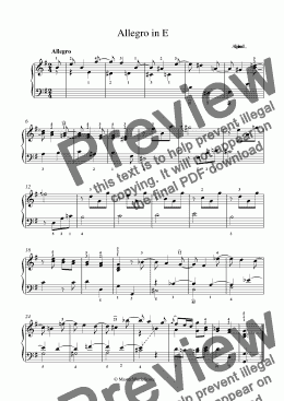 page one of Allegro in E minor