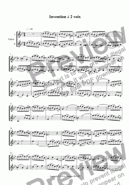 page one of Two Parts Invention for 2 violins in G minor
