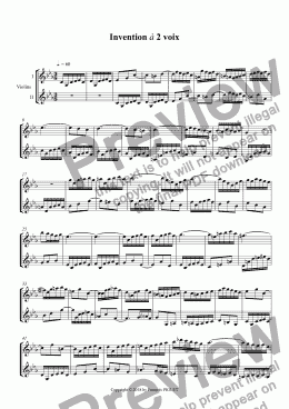 page one of Two Parts Invention for 2 violins in C minor