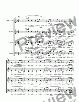 page one of Tell Me Where is Fancy Bred (Choral) 