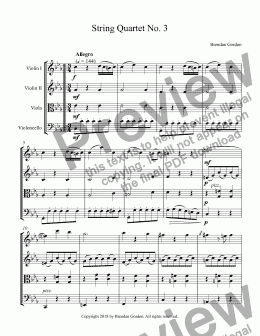 page one of String Quartet No. 3 in C Minor (1st mvt)