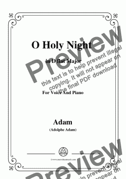 page one of Adam-O Holy night cantique de noel in D flat Major, for Voice and Piano