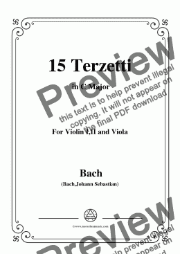 page one of Bach-15 Terzetti, for Violin I,II and Viola