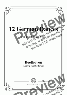 page one of Beethoven-12 German Dances,for 2 Violins and Viola,for voice and piano