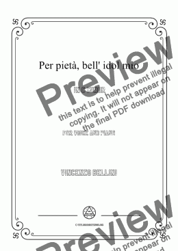 page one of Bellini-Per pietà,bell' idol mio in c minor,for voice and piano
