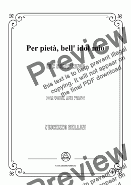 page one of Bellini-Per pietà,bell' idol mio in c sharp minor,for voice and piano