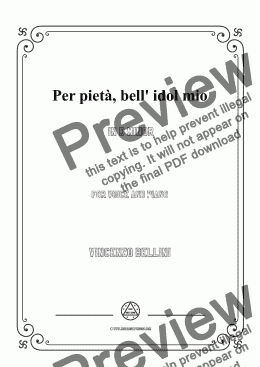 page one of Bellini-Per pietà,bell' idol mio in d minor,for voice and piano
