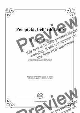 page one of Bellini-Per pietà,bell' idol mio in b flat minor,for voice and piano
