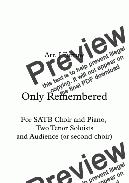 page one of Only Remembered for SATB 2 solos and second unison choir