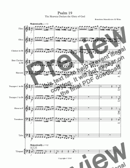 page one of Psalm 19 (by Marcello arr. for 5 brass & 5 w/w)