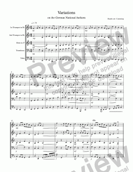 page one of "Variations on the German National Anthem"