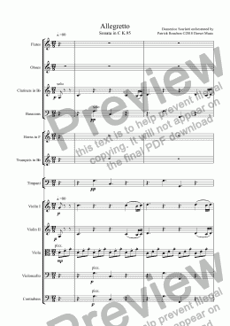 page one of Scarlatti - Allegretto for Orchestra