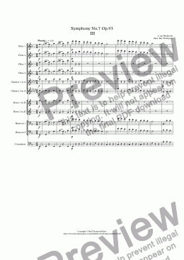 page one of Beethoven: Symphony No.7 Op.93 Mvt.III Presto - symphonic wind