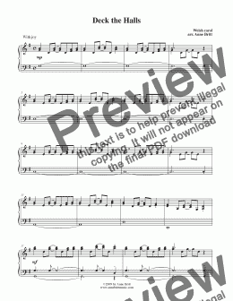 page one of Deck the Halls (piano solo)