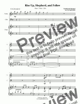 page one of Rise Up, Shepherd, and Follow (piano/violin/cello)