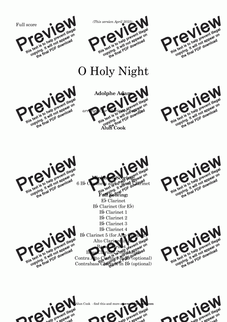 page one of O Holy Night - (Clarinet Choir)